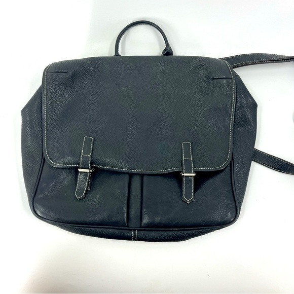 J. Crew Handbags - J Crew 100% Black Leather Briefcase/ Computer Bag